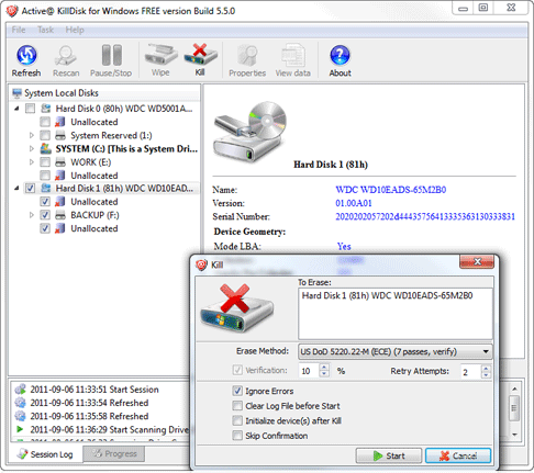 Active@ KillDisk 10.2.7 software screenshot