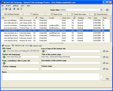 Active Link Exchange 1.52 software screenshot