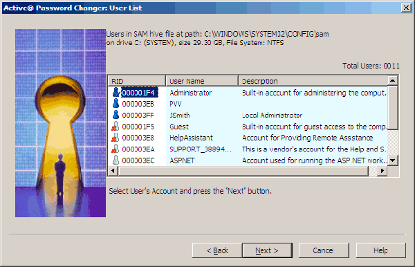 Active Password Changer 4.0.111 software screenshot