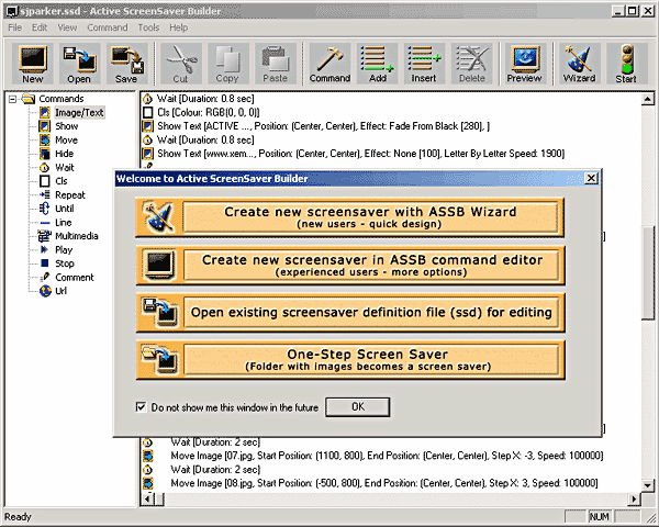 Active ScreenSaver Builder 4.6 software screenshot