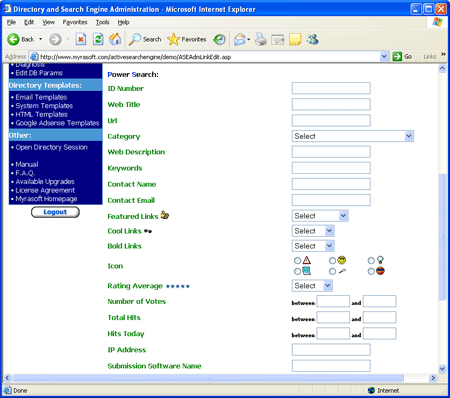 Active Search Engine 3.1.3 software screenshot