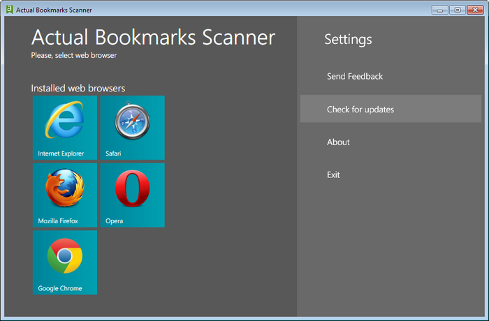 Actual Bookmarks Scanner 1.2.0.0 software screenshot