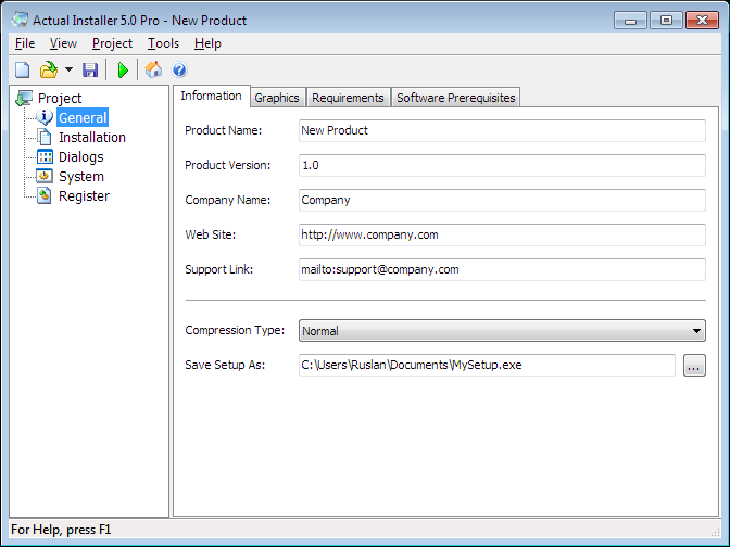 Actual Installer Pro 6.5 software screenshot