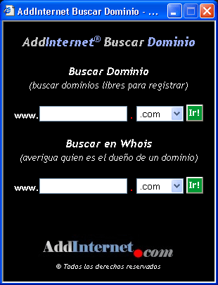 AddInternet Buscar Dominio 4.0.7 software screenshot
