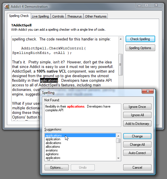 Addict Spell Check for VCL 4.3 software screenshot