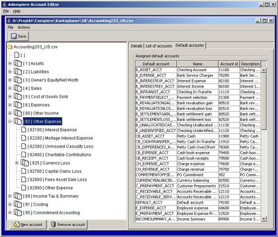Adempiere Account Editor 1.5.1 software screenshot