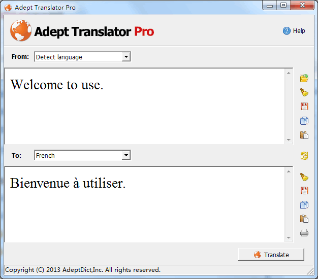 Adept Translator Pro 5.3.0 software screenshot