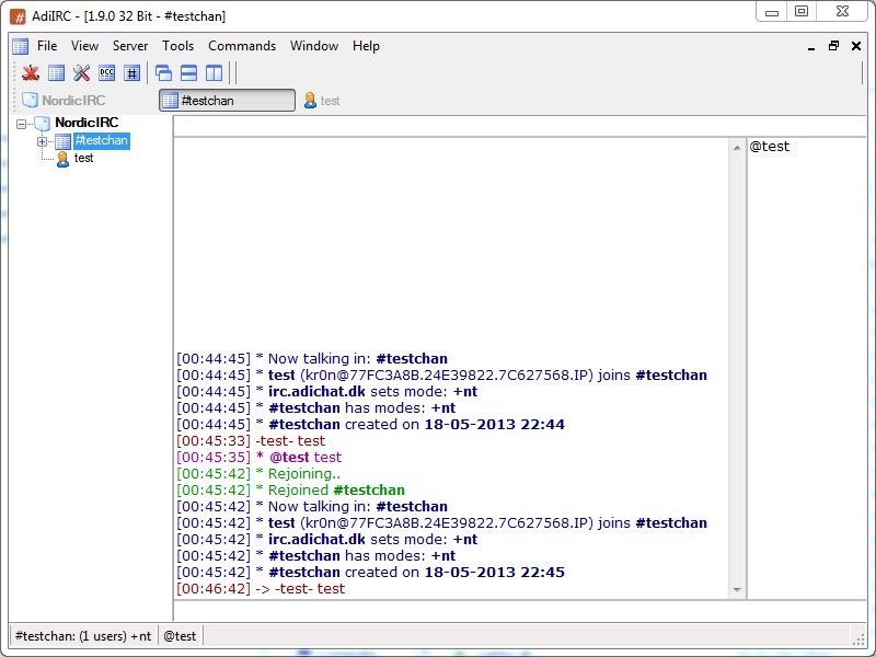 AdiIRC 2.6 software screenshot
