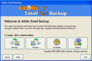 Adolix Email Backup 3.1 software screenshot