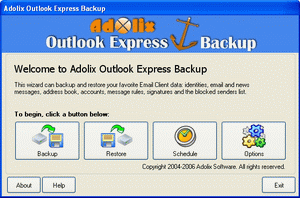Adolix Outlook Express Backup 3.0 software screenshot