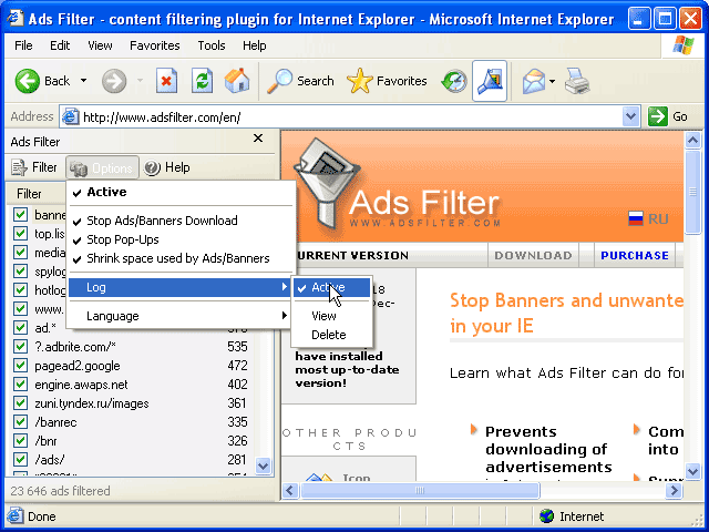 Ads Filter 1.2.77 software screenshot