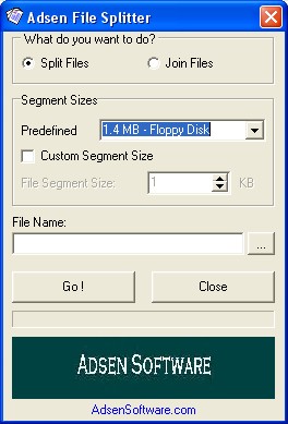 Adsen File Splitter 1.2 software screenshot