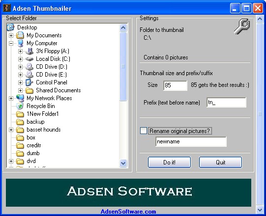 Adsen Thumbnailer 1.2 software screenshot