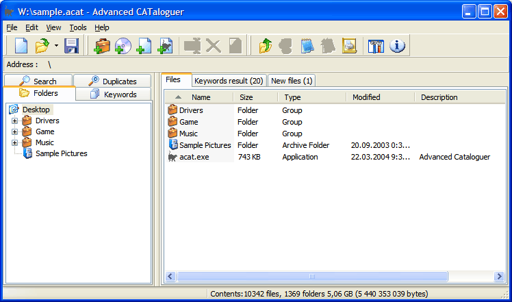 Advanced CATaloguer 2.6 software screenshot