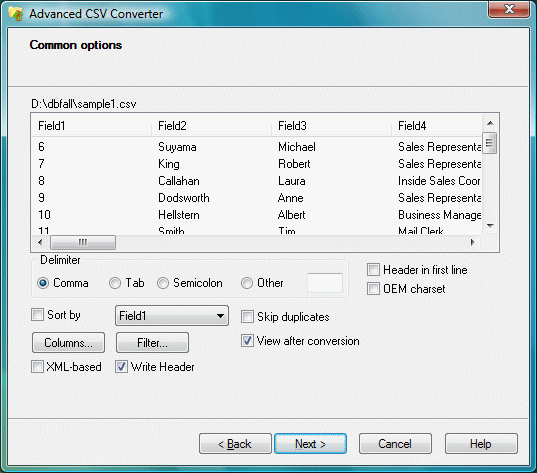 Advanced CSV Converter 6.37 software screenshot