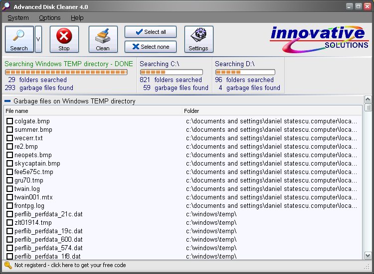 Advanced Disk Cleaner 4.5 software screenshot