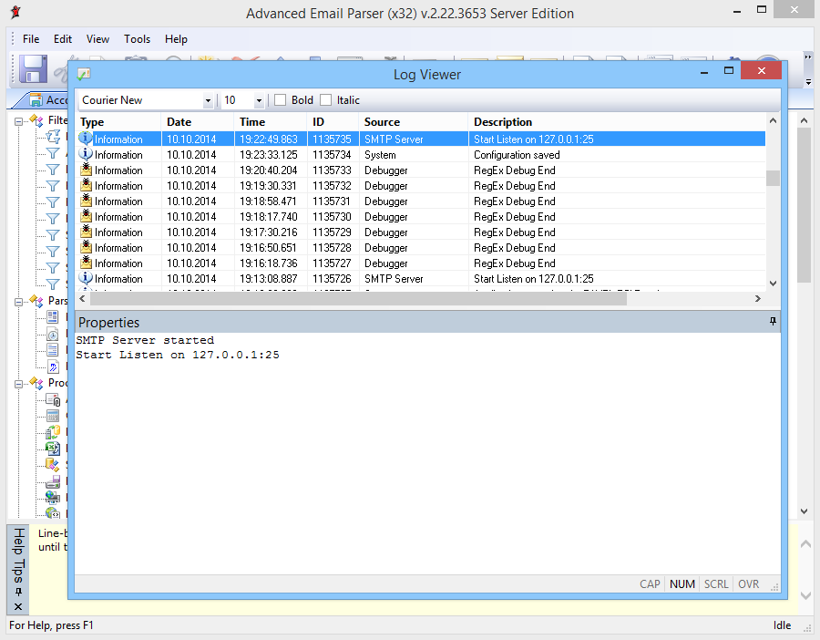 Advanced Email Parser Workstation 2.22.3653 software screenshot