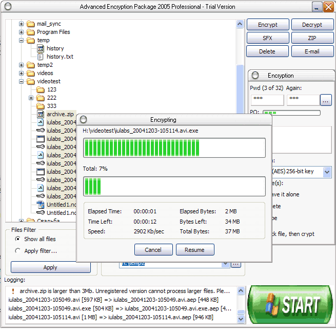 Advanced Encryption Package 6.06 software screenshot