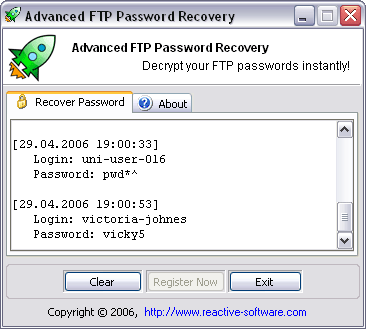 Advanced FTP Password Recovery 1.1.180.2006 software screenshot