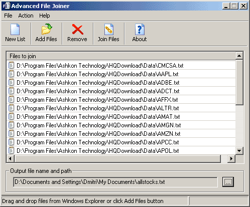 Advanced File Joiner 1.12 software screenshot