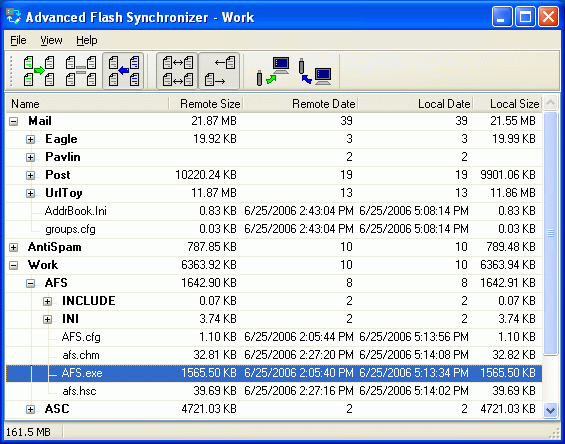 Advanced Flash Synchronizer 1.7 software screenshot