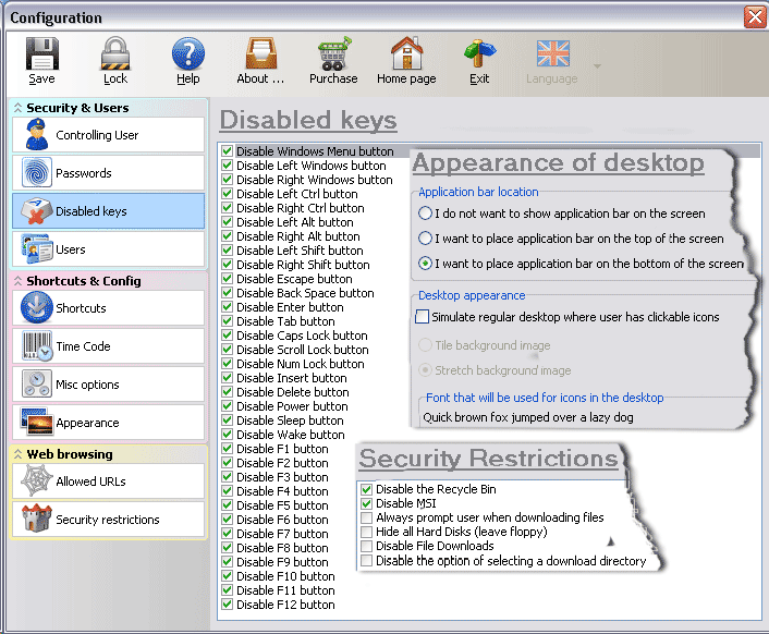 Advanced Internet Kiosk 7.47 software screenshot