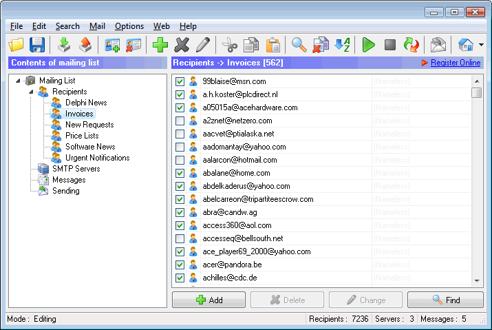 Advanced Mail Bomber 11.35 software screenshot