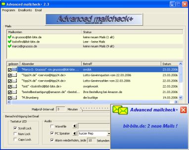 Advanced Mailcheck+ 2.5 software screenshot
