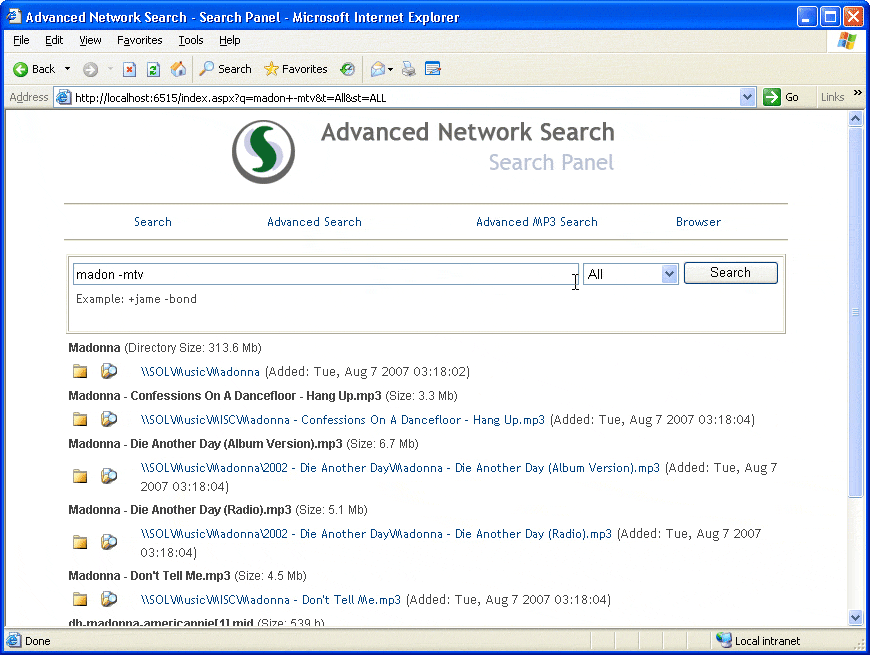 Advanced Network Search 2.5.2 software screenshot