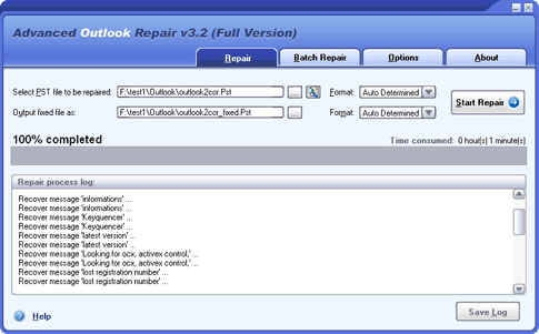 Advanced Outlook Repair 3.2 software screenshot