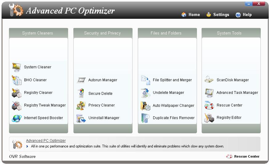 Advanced PC Optimizer 3.0 software screenshot