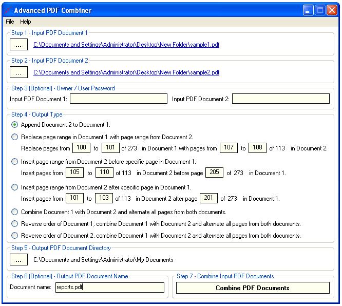 Advanced PDF Combiner 1.8 software screenshot