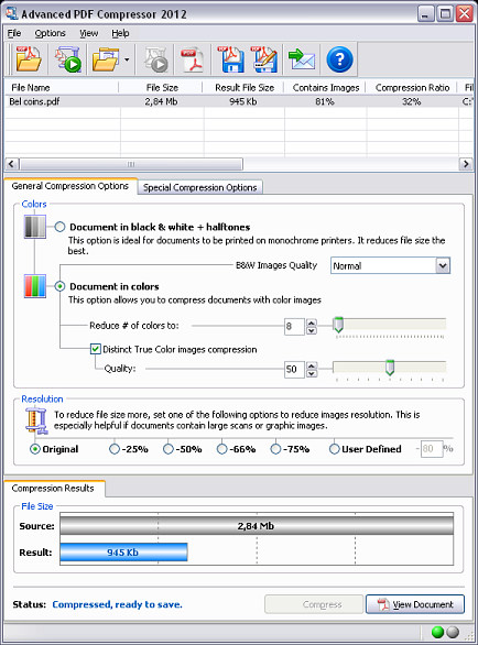 Advanced PDF Compressor 2016 software screenshot