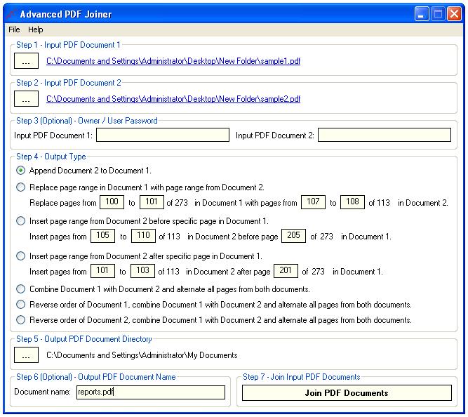 Advanced PDF Joiner 1.8 software screenshot