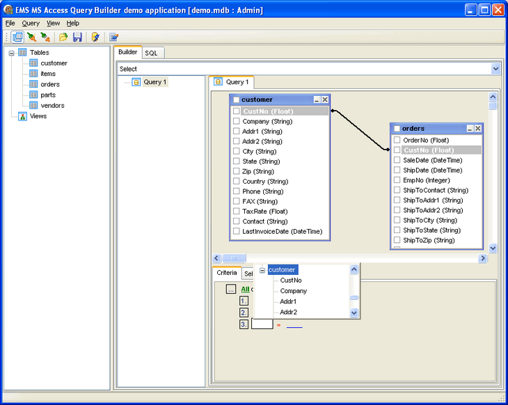 Advanced Query Builder 3.10.2.1 software screenshot