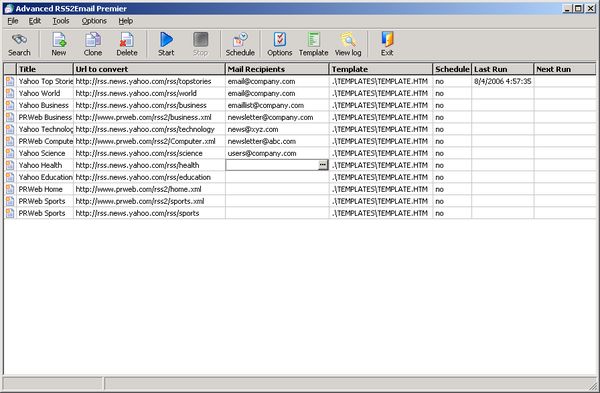 Advanced RSS2Email Professional 3.1.57 software screenshot