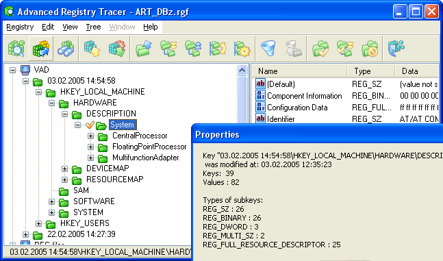Advanced Registry Tracer 2.01 software screenshot