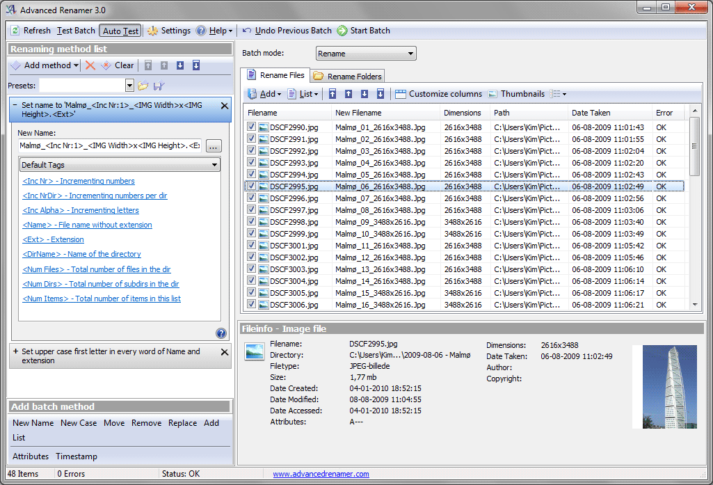 Advanced Renamer Portable 3.76 software screenshot