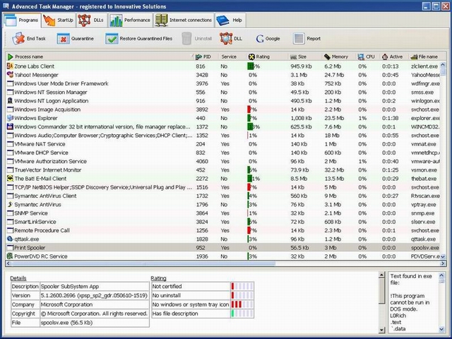 Advanced Task Manager 5.0 software screenshot