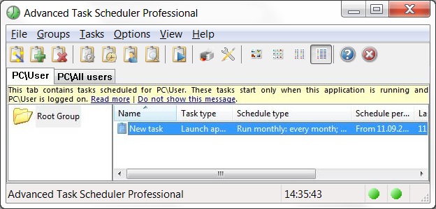 Advanced Task Scheduler Professional 4.5.616 software screenshot