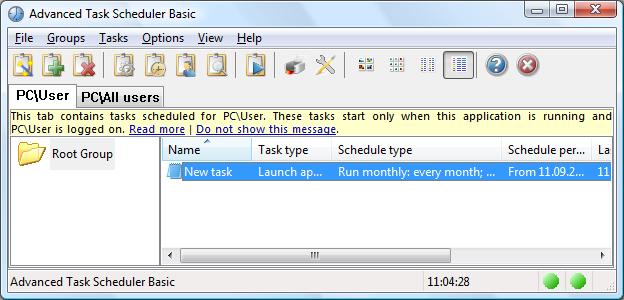 Advanced Task Scheduler 4.5.616 software screenshot