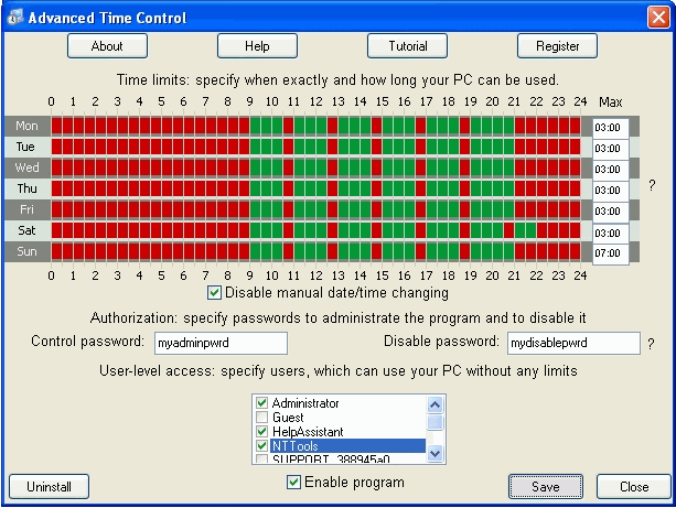 Advanced Time Control 0.91 software screenshot