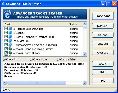 Advanced Tracks Eraser 5.5.7 software screenshot