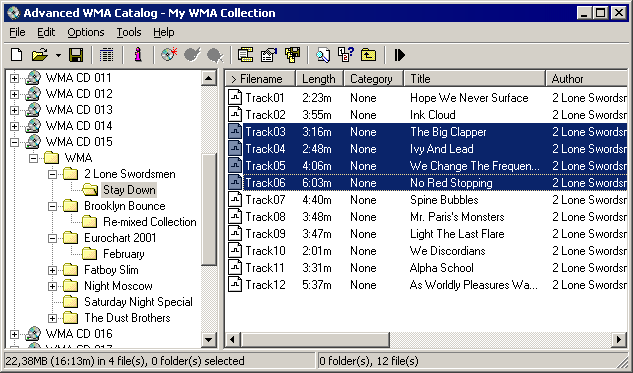 Advanced WMA Catalog 1.05xp software screenshot