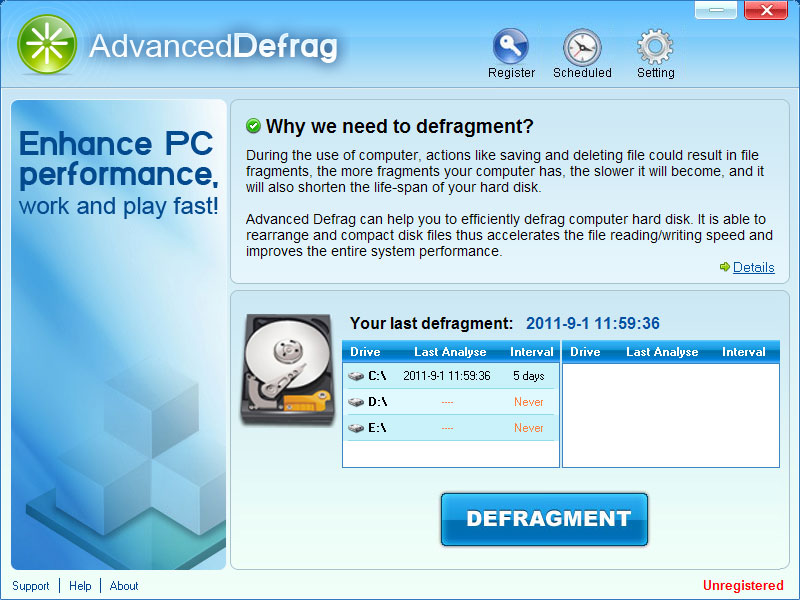 AdvancedDefrag 6.6.0.1 software screenshot
