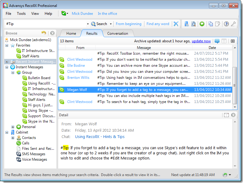 Advansys RecollX Professional 1.1.0.0 software screenshot