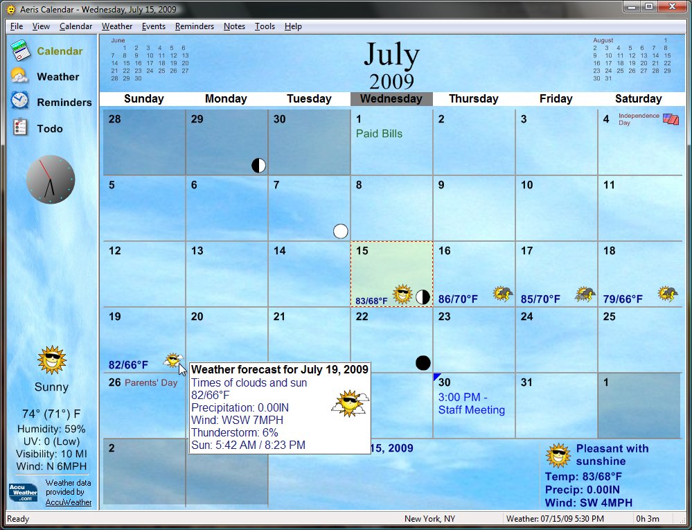 Aeris Calendar 2.1 software screenshot
