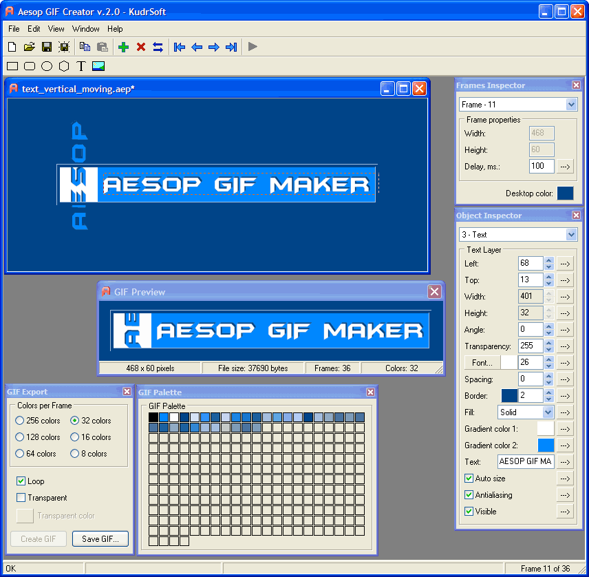 ! Aesop GIF Creator 2.0c software screenshot