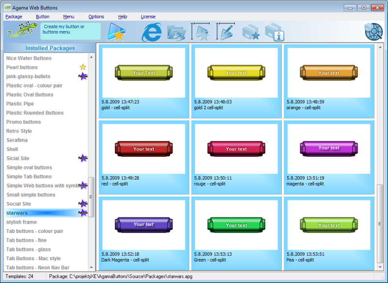Agama Web Buttons 3.10 software screenshot