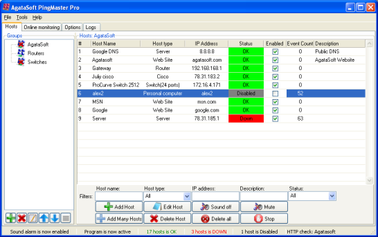 Agatasoft PingMaster Pro 1.7 software screenshot